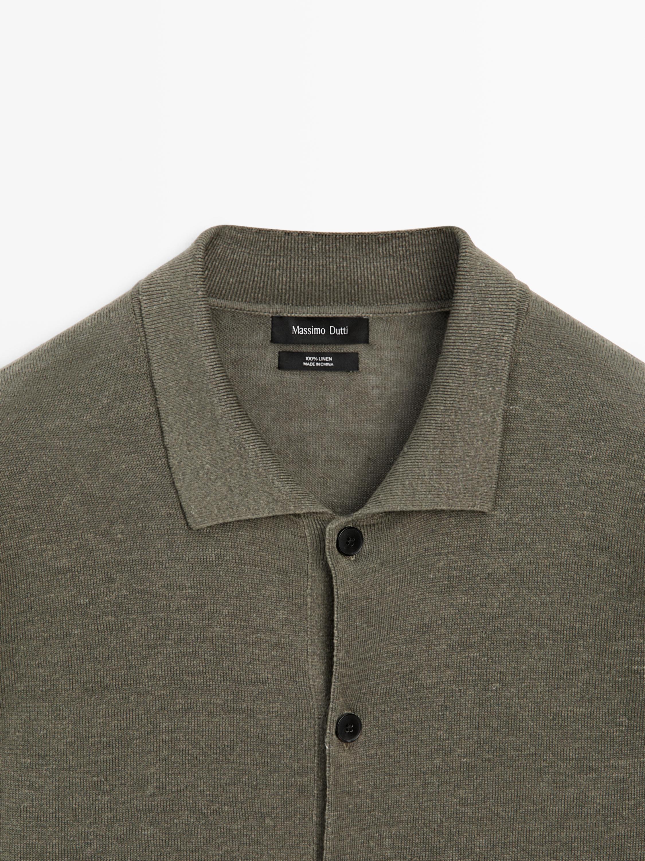 Linen knit cardigan with buttons